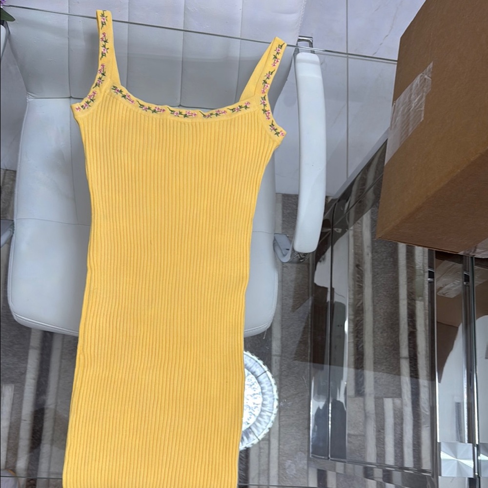 Yellow Sleeveless Bodycon Mini Dress